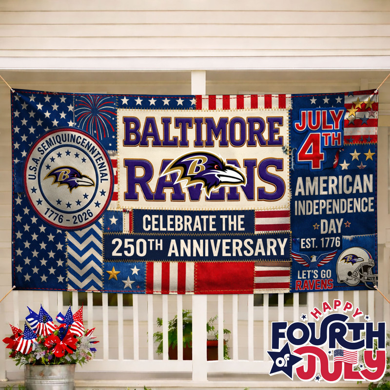 Baltimore Ravens | Premium NFL Patchwork America 250 Fabric Banner - Image 2