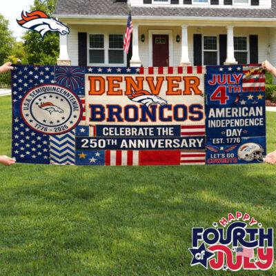 Denver Broncos | Premium NFL Patchwork America 250 Fabric Banner - 249x45cm