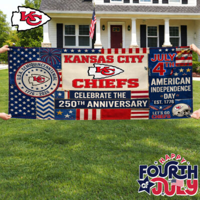 Kansas City Chiefs | Premium NFL Patchwork America 250 Fabric Banner - 122x30cm