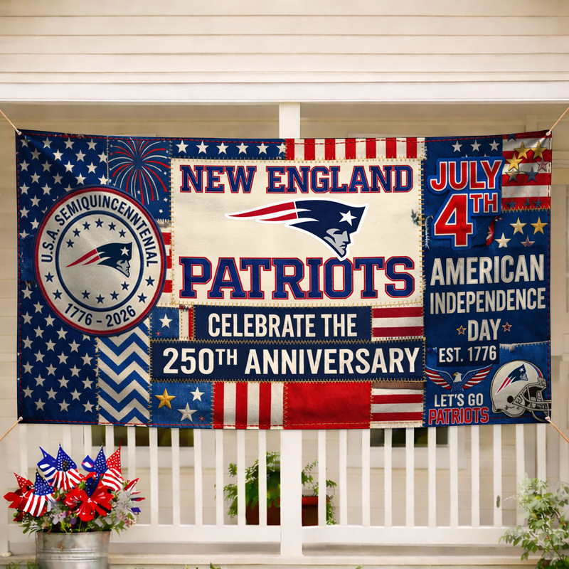 New England Patriots | Premium NFL Patchwork America 250 Fabric Banner - Image 2