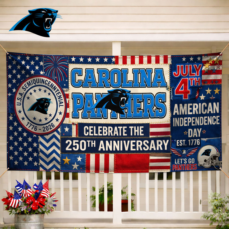 Carolina Panthers | Premium NFL Patchwork America 250 Fabric Banner - Image 2