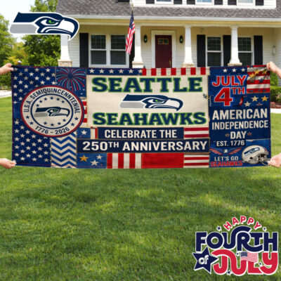Seattle Seahawks | Premium NFL Patchwork America 250 Fabric Banner