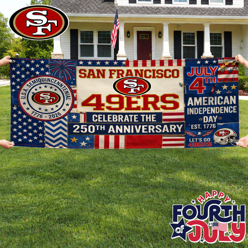 San Francisco 49ers | Premium NFL Patchwork America 250 Fabric Banner