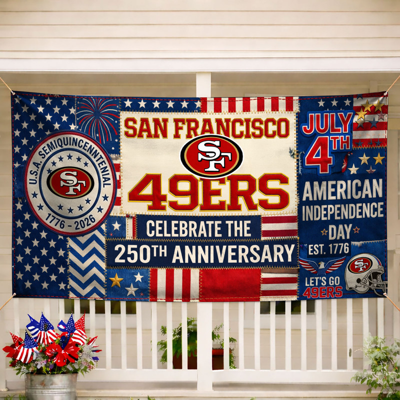 San Francisco 49ers | Premium NFL Patchwork America 250 Fabric Banner - Image 2