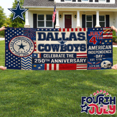 Dallas Cowboys | Premium NFL Patchwork America 250 Fabric Banner