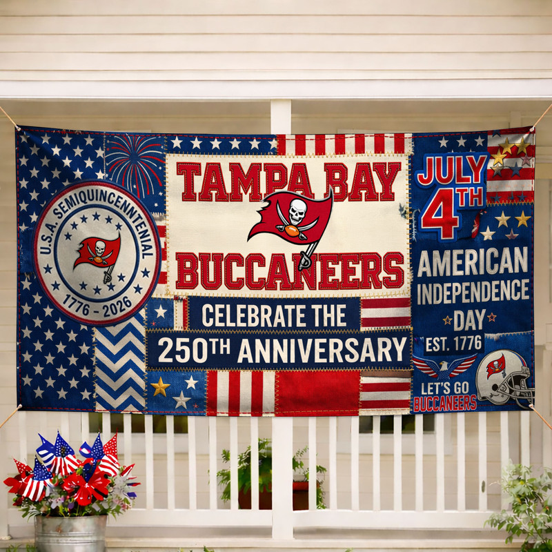 Tampa Bay Buccaneers | Premium NFL Patchwork America 250 Fabric Banner - Image 2