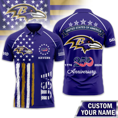 Baltimore Ravens | Premium NFL American Semiquincentennial Polo Shirt - M