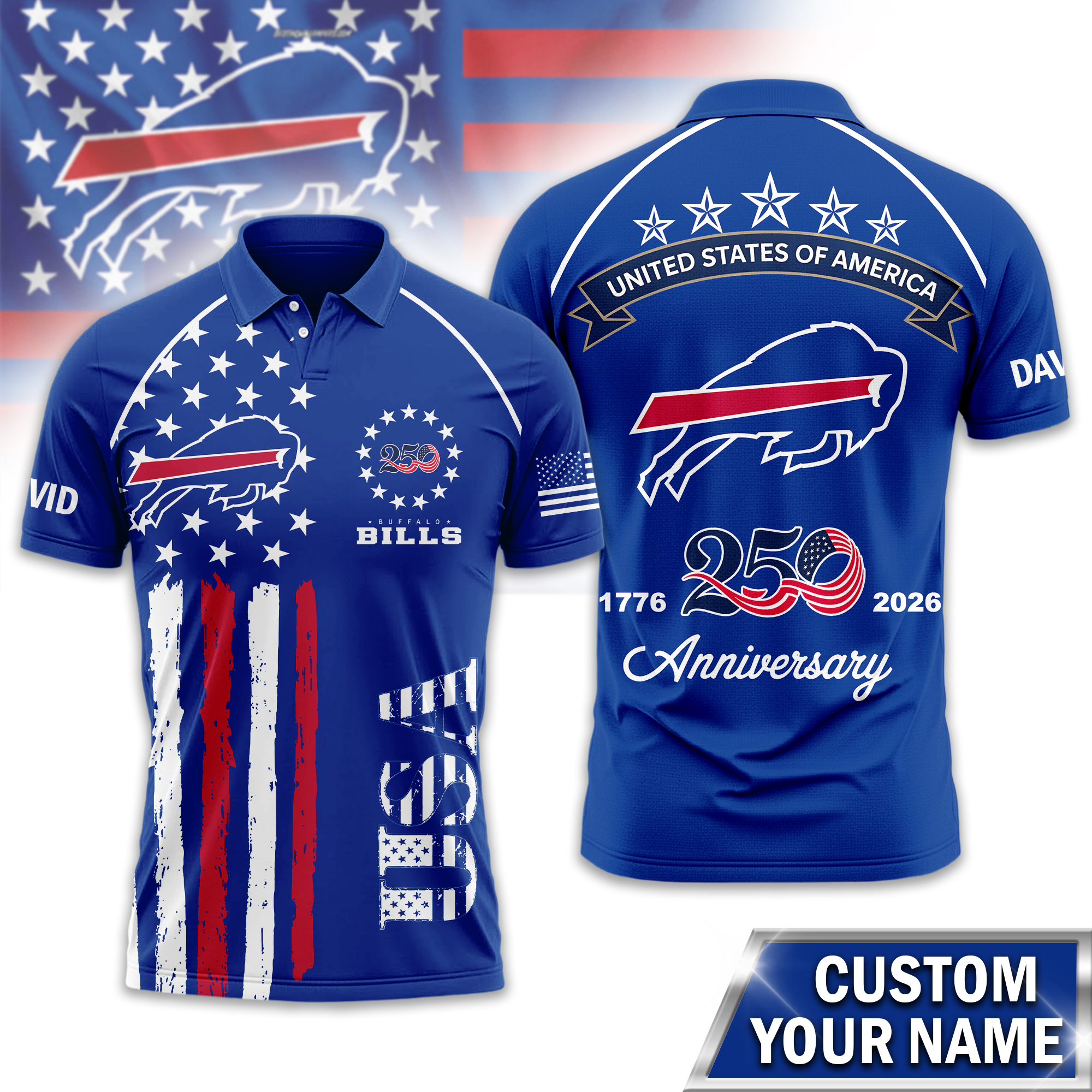 Buffalo Bills | Premium NFL American Semiquincentennial Polo Shirt
