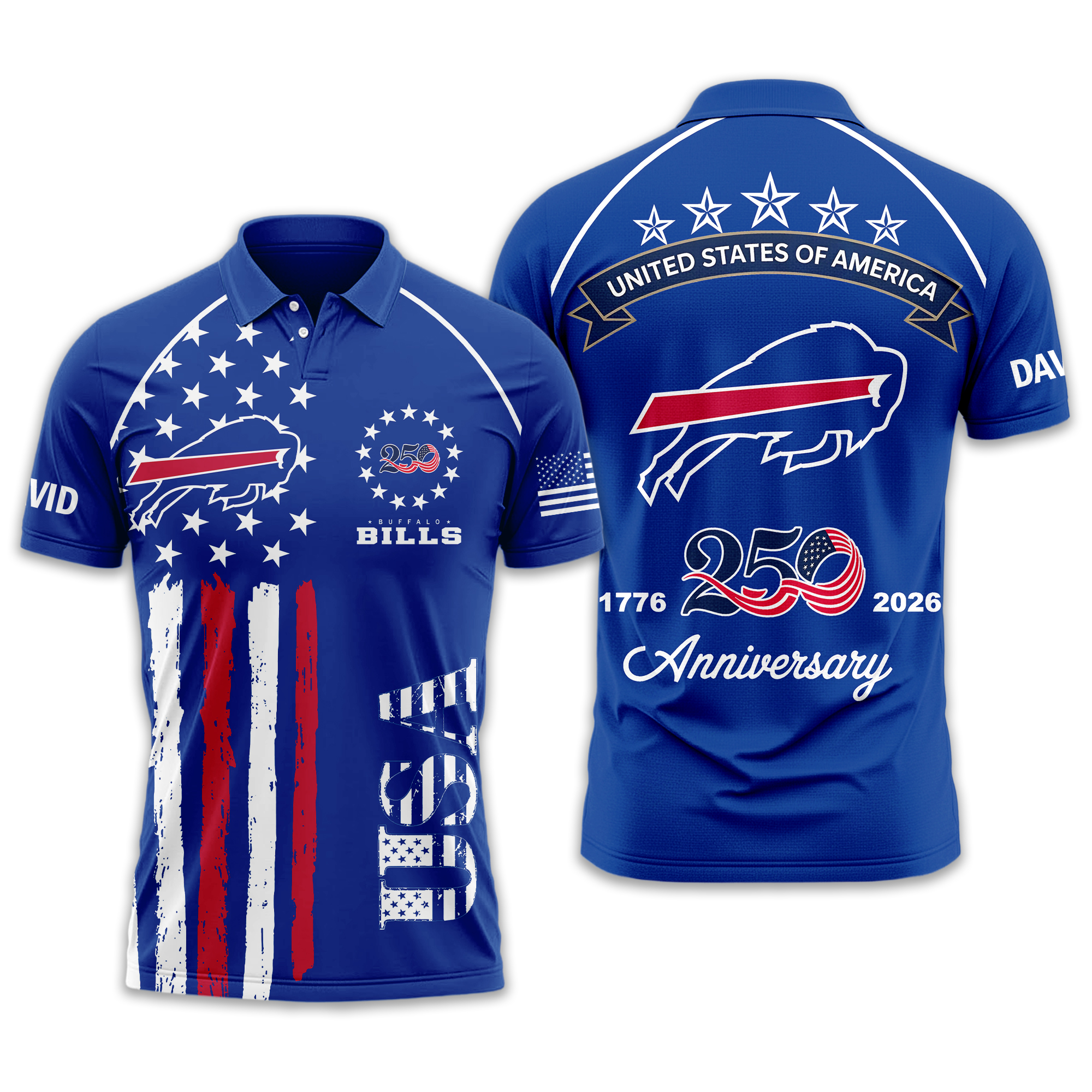 Buffalo Bills | Premium NFL American Semiquincentennial Polo Shirt - Image 2