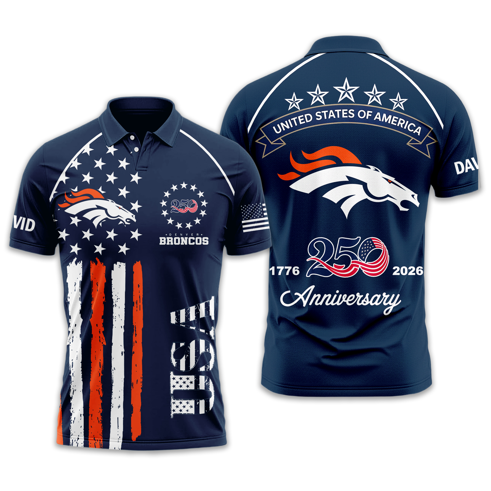 Denver Broncos | Premium NFL American Semiquincentennial Polo Shirt - Image 2