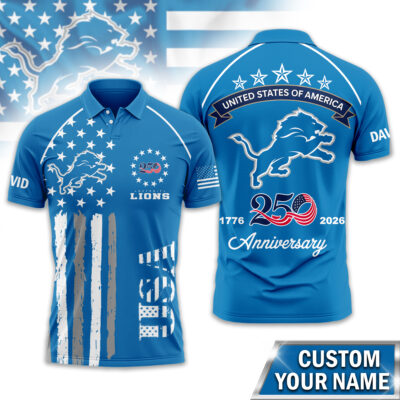 Detroit Lions | Premium NFL American Semiquincentennial Polo Shirt - L