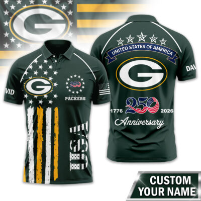 Green Bay Packers | Premium NFL American Semiquincentennial Polo Shirt