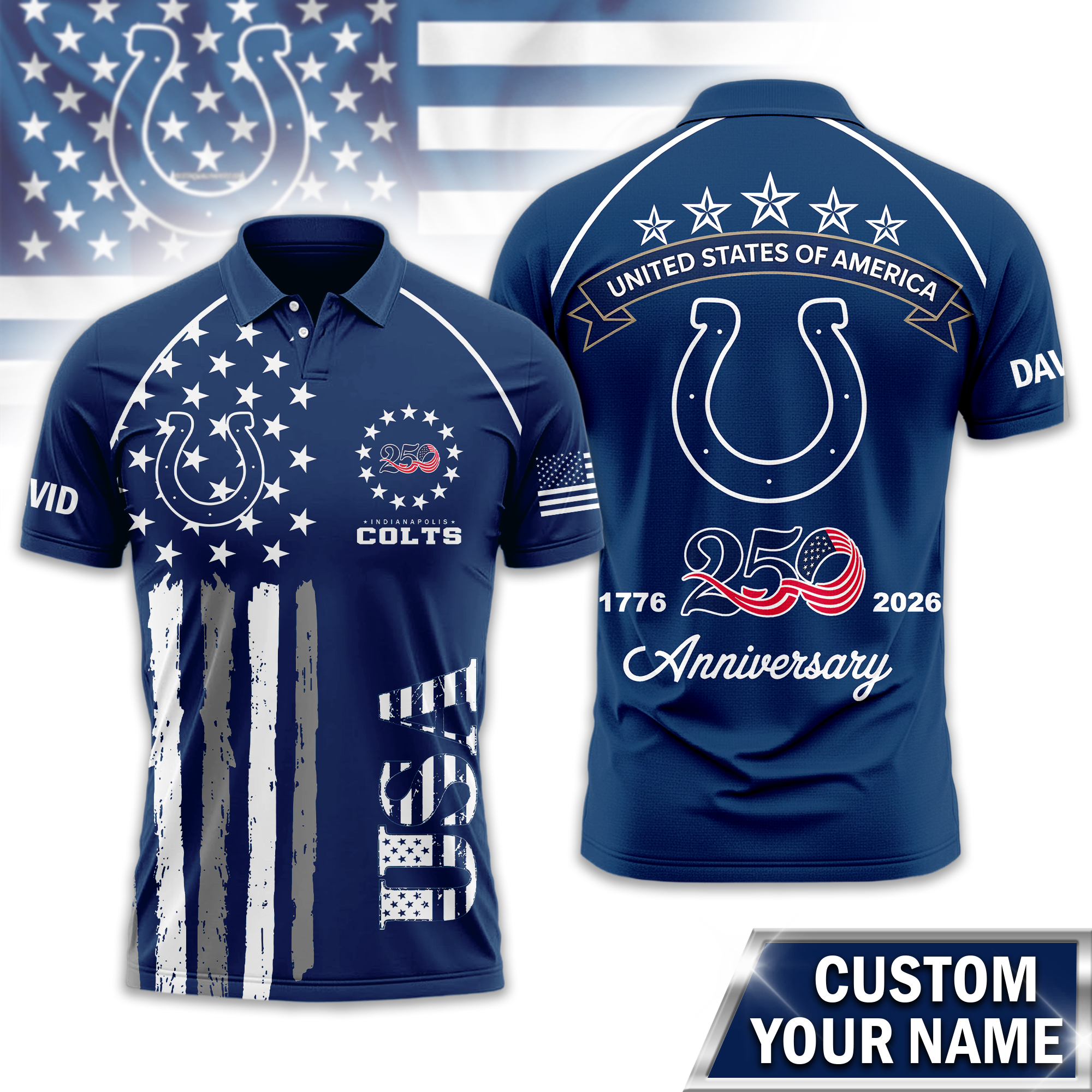 Indianapolis Colts | Premium NFL American Semiquincentennial Polo Shirt