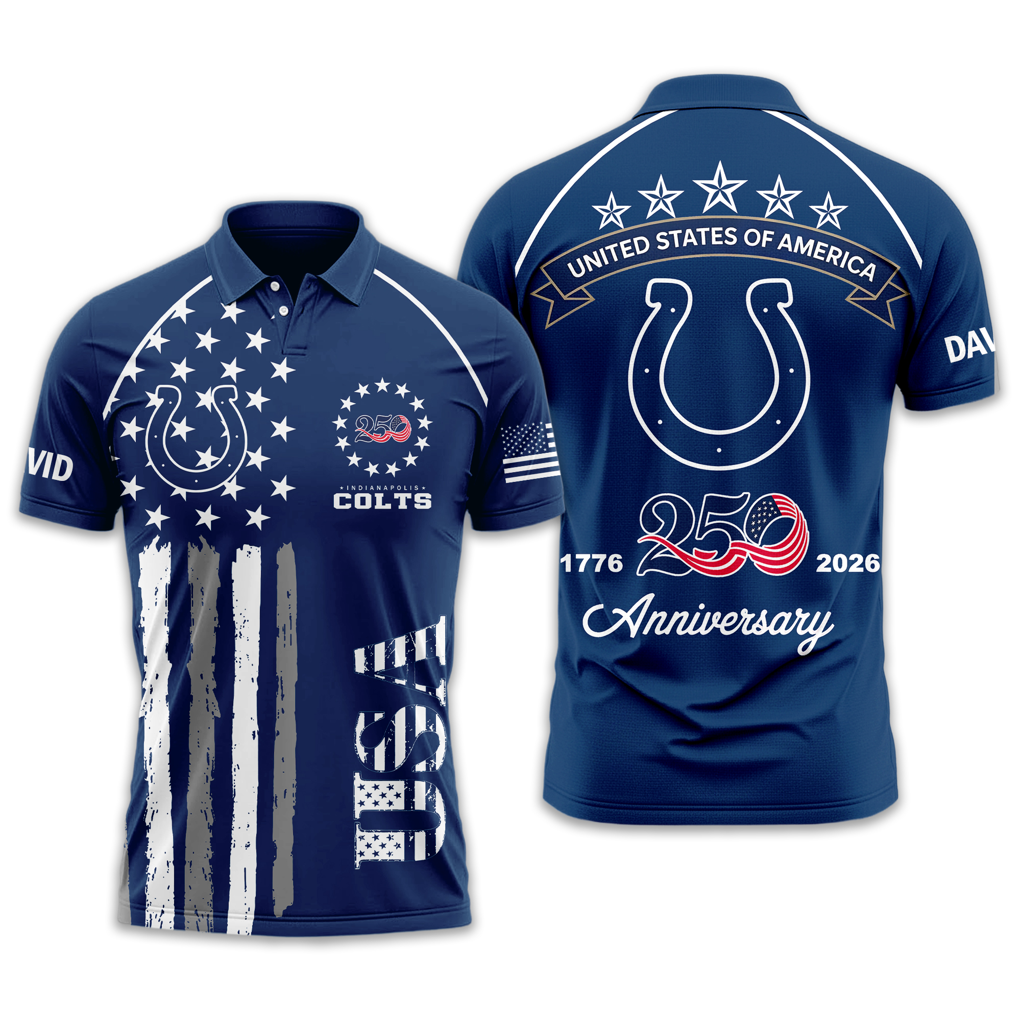 Indianapolis Colts | Premium NFL American Semiquincentennial Polo Shirt - Image 2