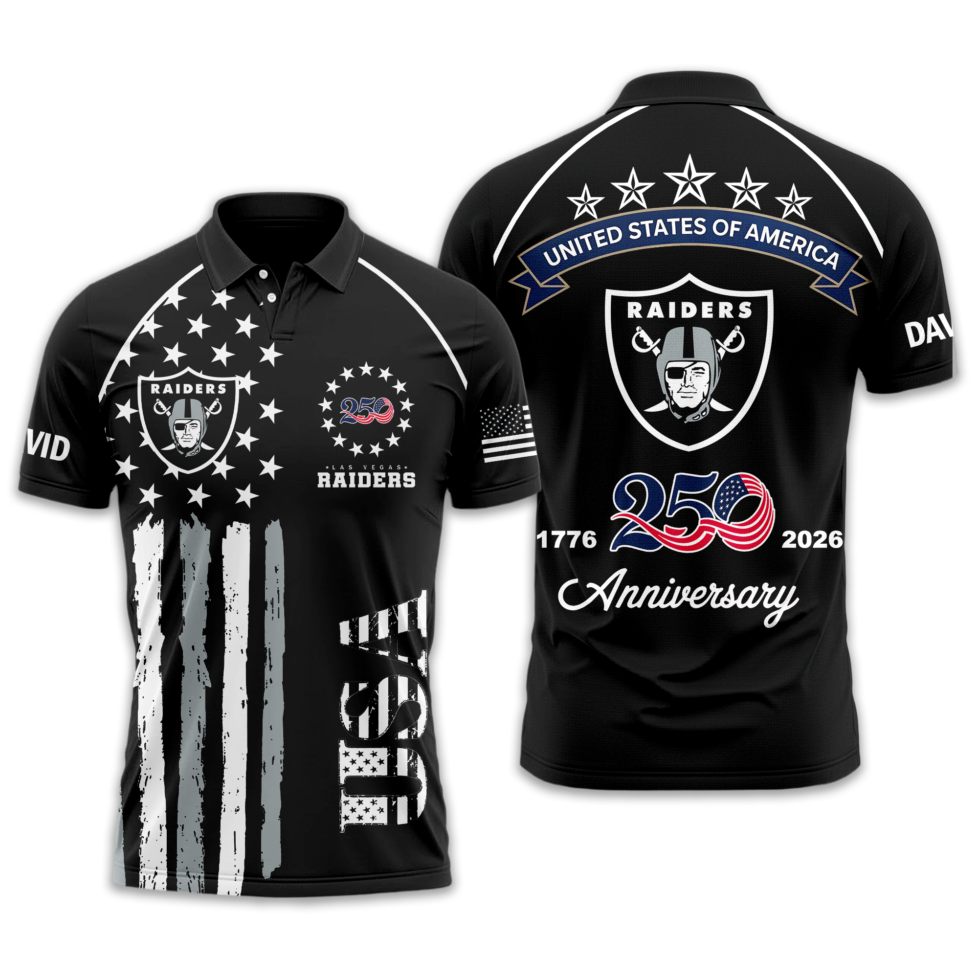 Las Vegas Raiders | Premium NFL American Semiquincentennial Polo Shirt - Image 2