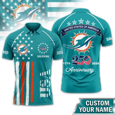 Miami Dolphins | Premium NFL American Semiquincentennial Polo Shirt