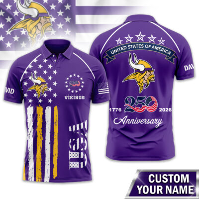 Minnesota Vikings | Premium NFL American Semiquincentennial Polo Shirt