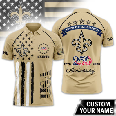 New Orleans Saints | Premium NFL American Semiquincentennial Polo Shirt - L