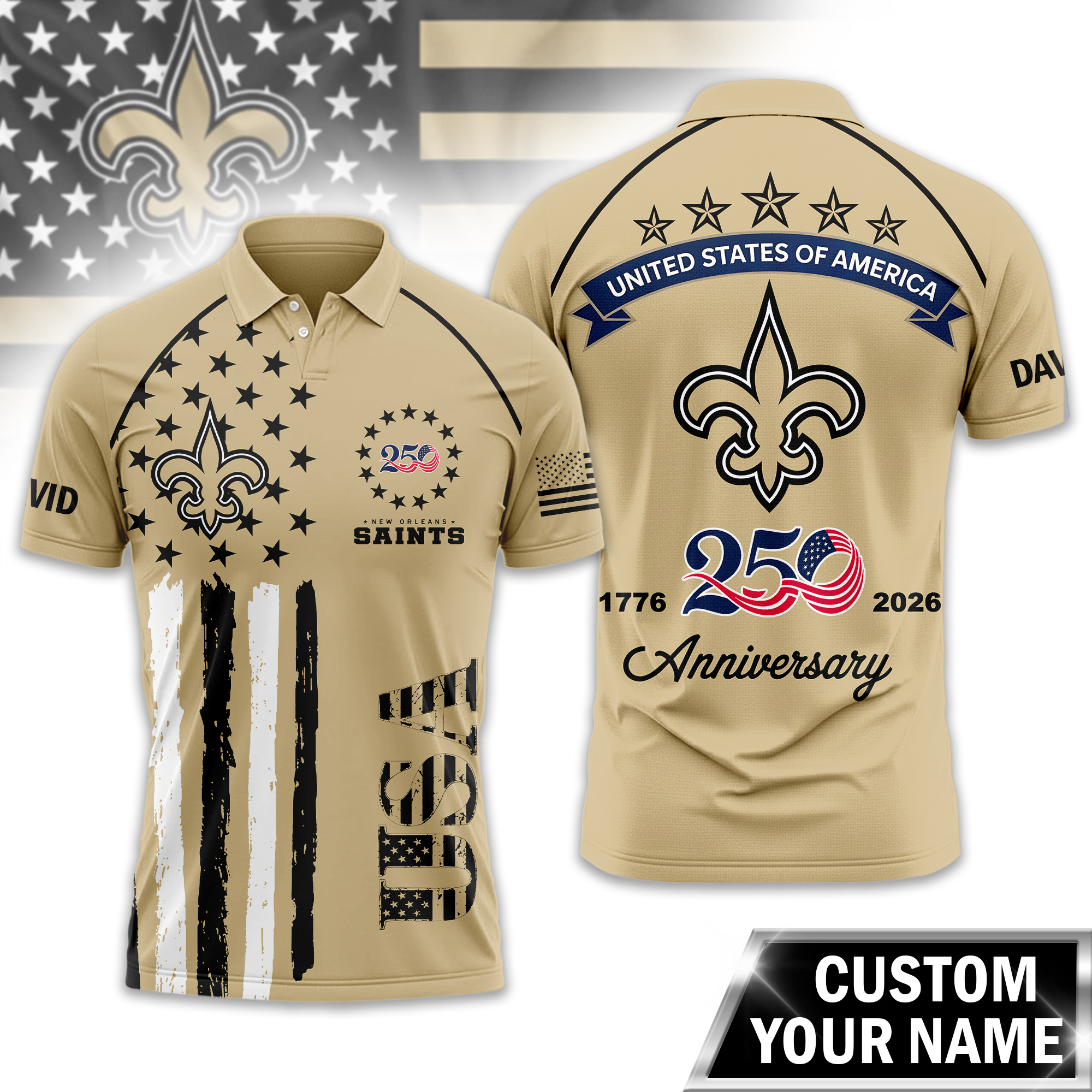 New Orleans Saints | Premium NFL American Semiquincentennial Polo Shirt