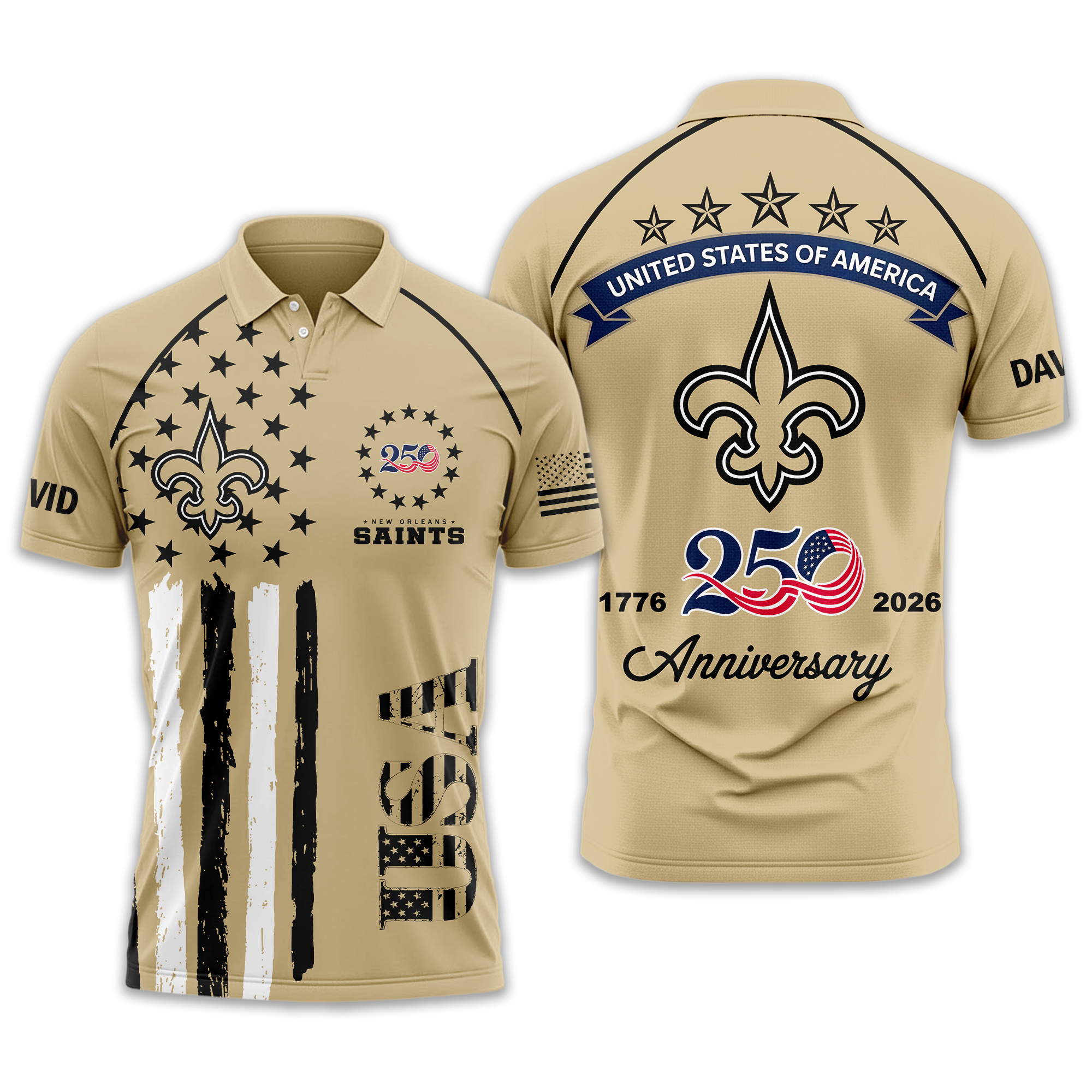 New Orleans Saints | Premium NFL American Semiquincentennial Polo Shirt - Image 2