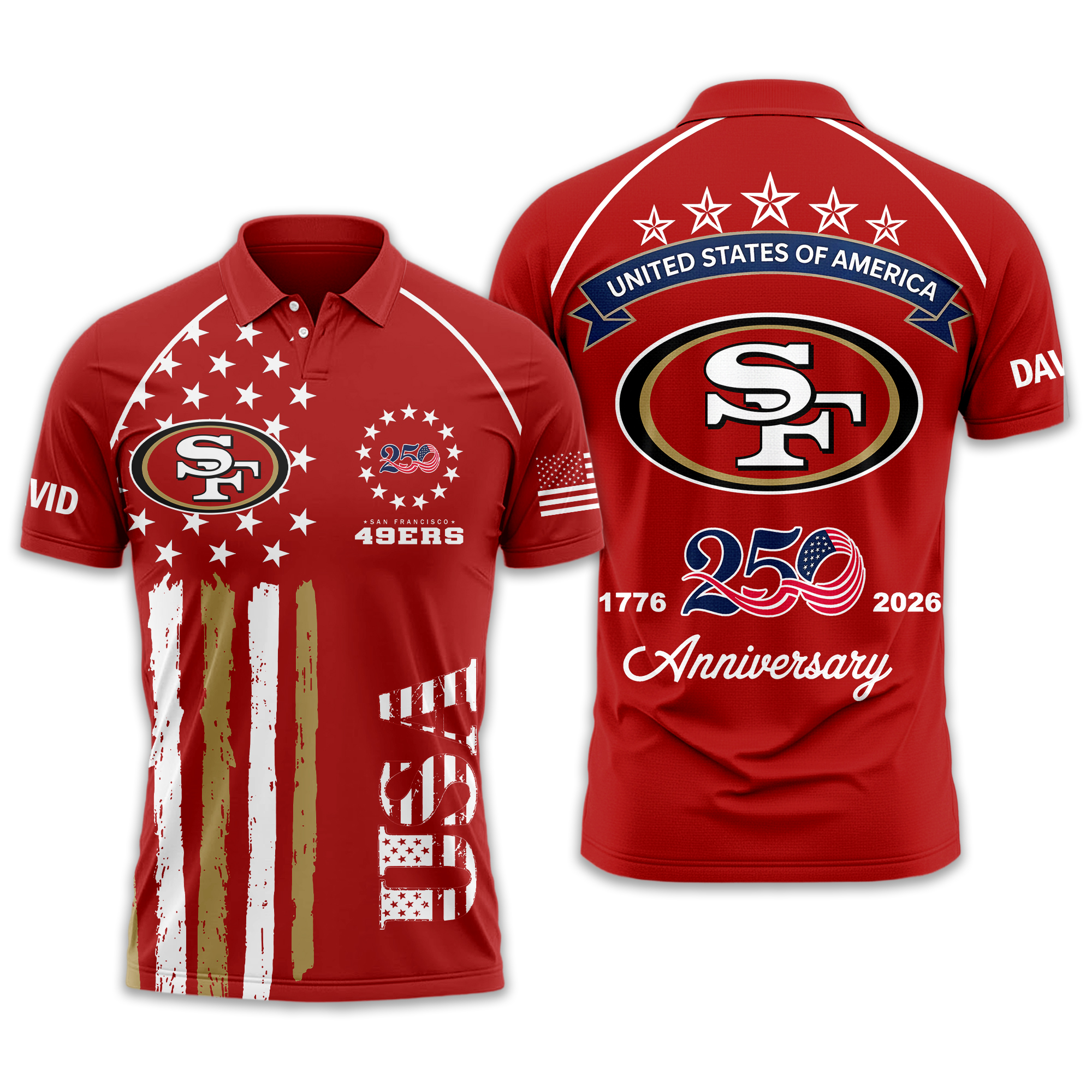 San Francisco 49ers | Premium NFL American Semiquincentennial Polo Shirt - Image 2