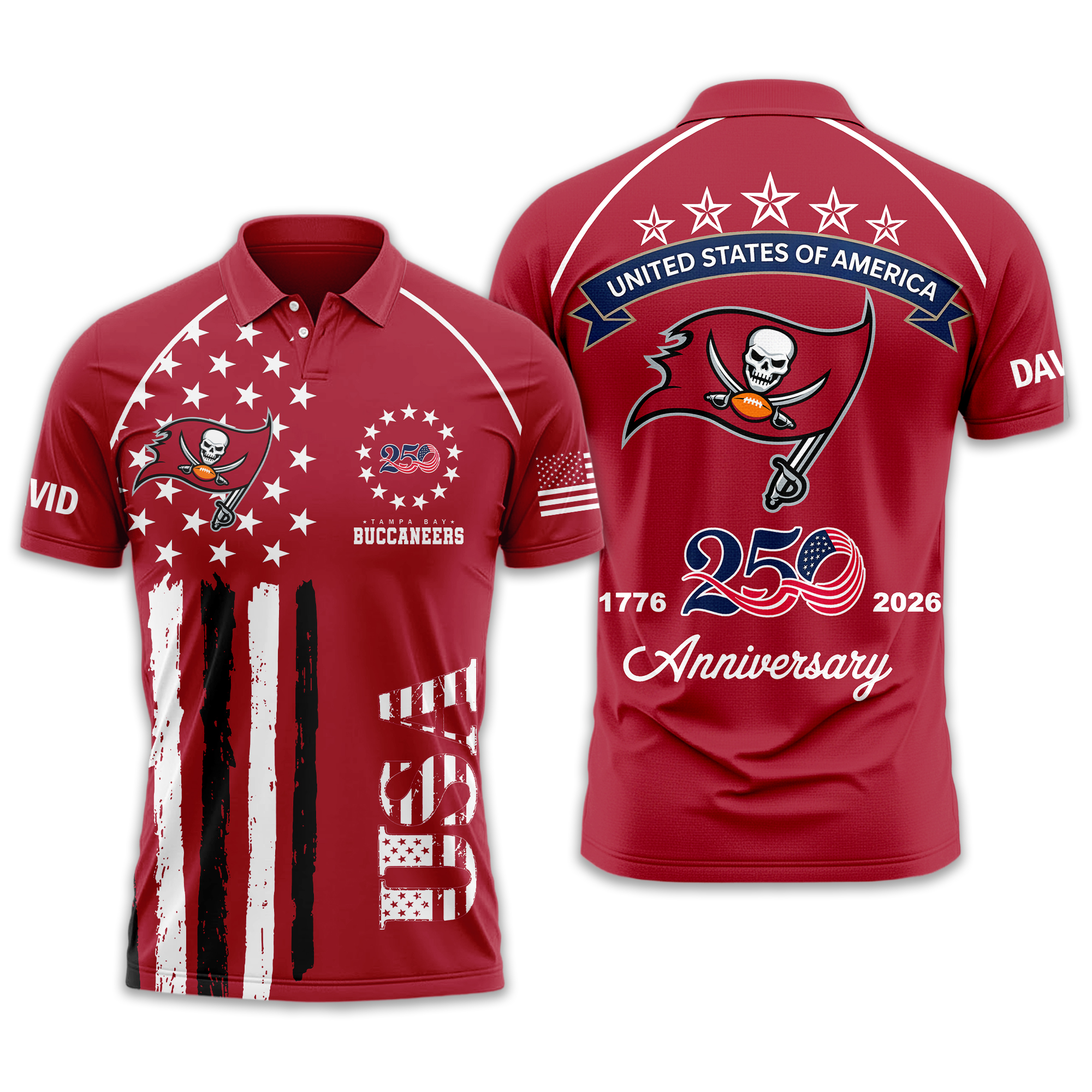 Tampa Bay Buccaneers | Premium NFL American Semiquincentennial Polo Shirt - Image 2