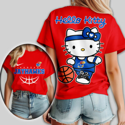 Kansas Jayhawks | Premium NCAA Hello Kitty Basketball Women Shirt