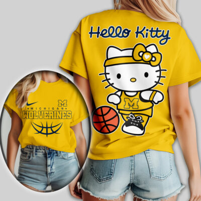 Michigan Wolverines | Premium NCAA Hello Kitty Basketball Women Shirt