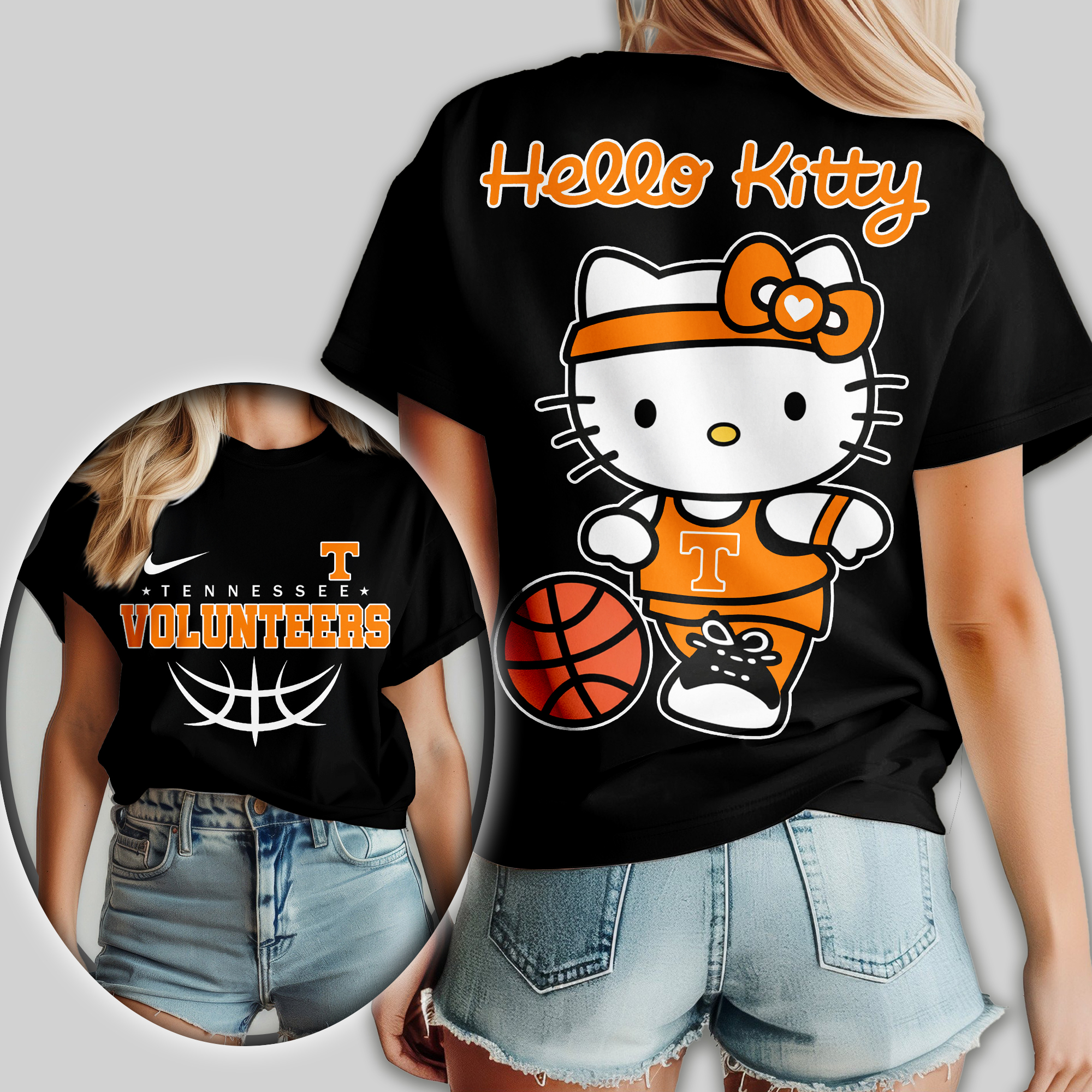 Tennessee Volunteers | Premium NCAA Hello Kitty Basketball Women Shirt - Image 2