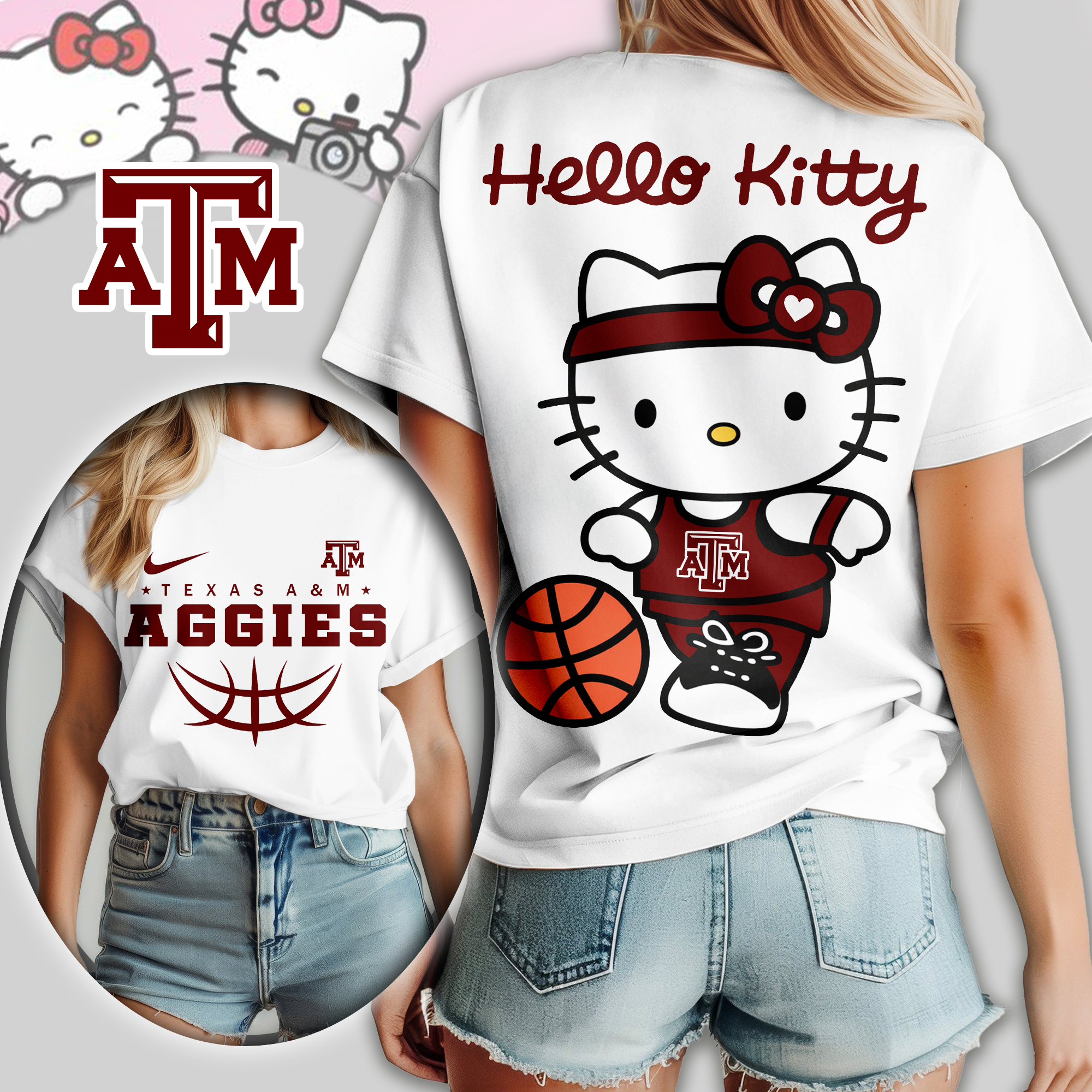 Texas A&M Aggies | Premium NCAA Hello Kitty Basketball Women Shirt