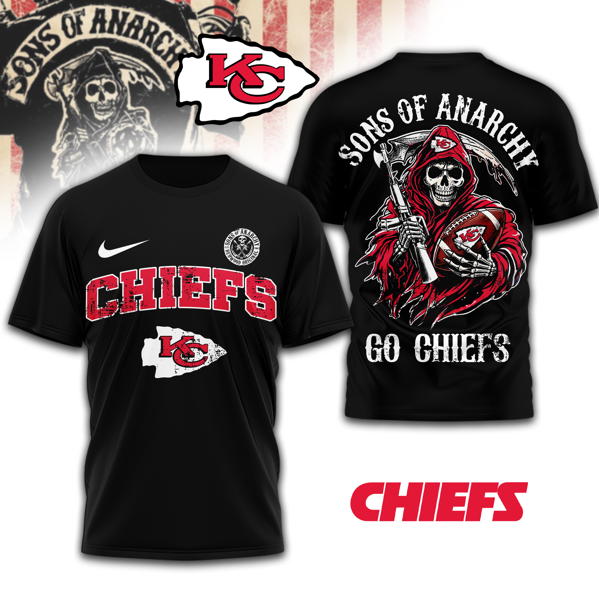 Kansas City Chiefs | Premium NFL Sons of Anarchy 3D Shirt