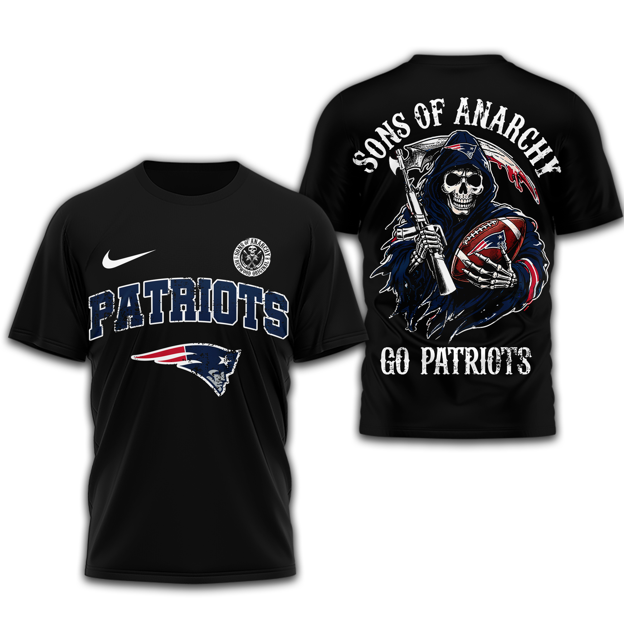 New England Patriots | Premium NFL Sons of Anarchy 3D Shirt - Image 2