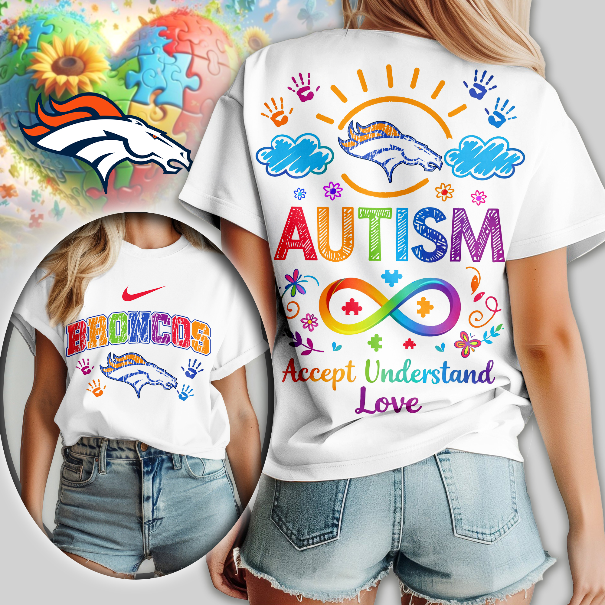 Denver Broncos | Premium NFL National Autism Acceptance Month Women Shirt