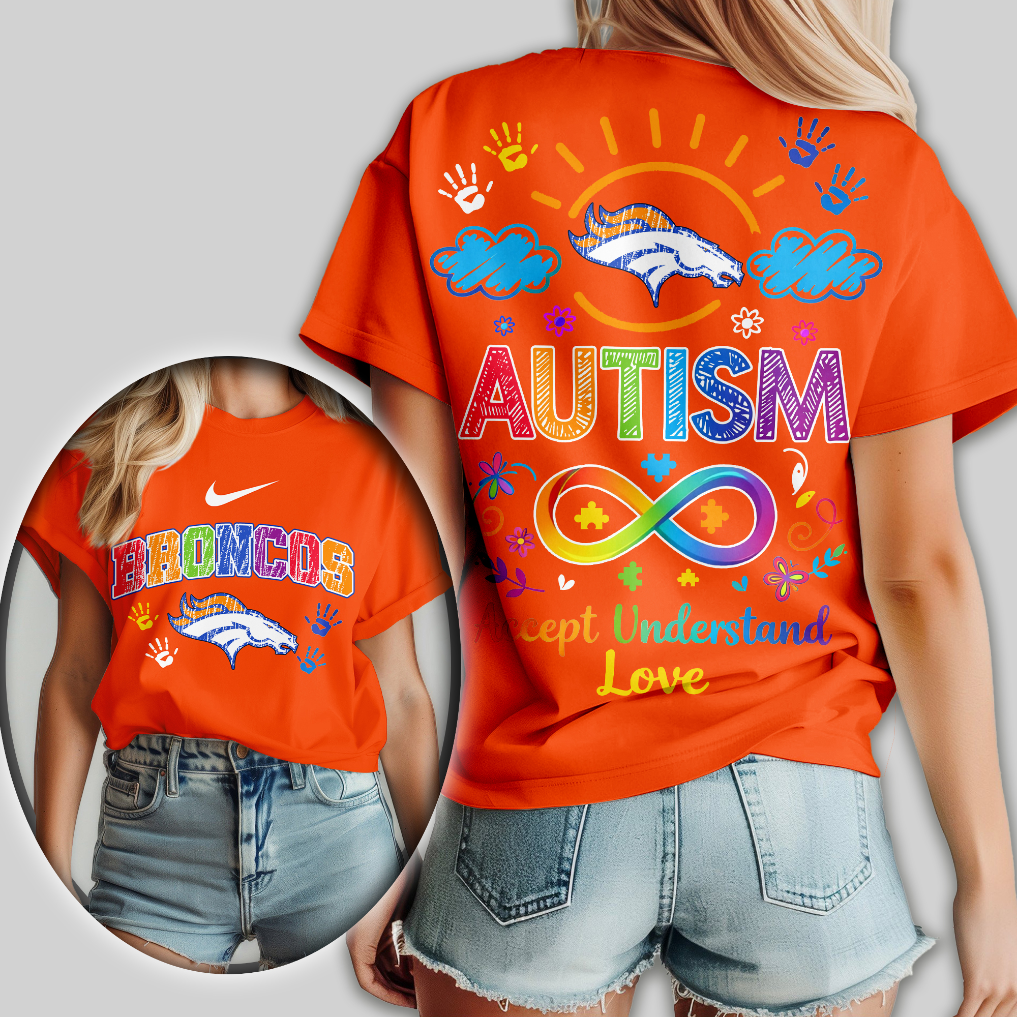 Denver Broncos | Premium NFL National Autism Acceptance Month Women Shirt - Image 4