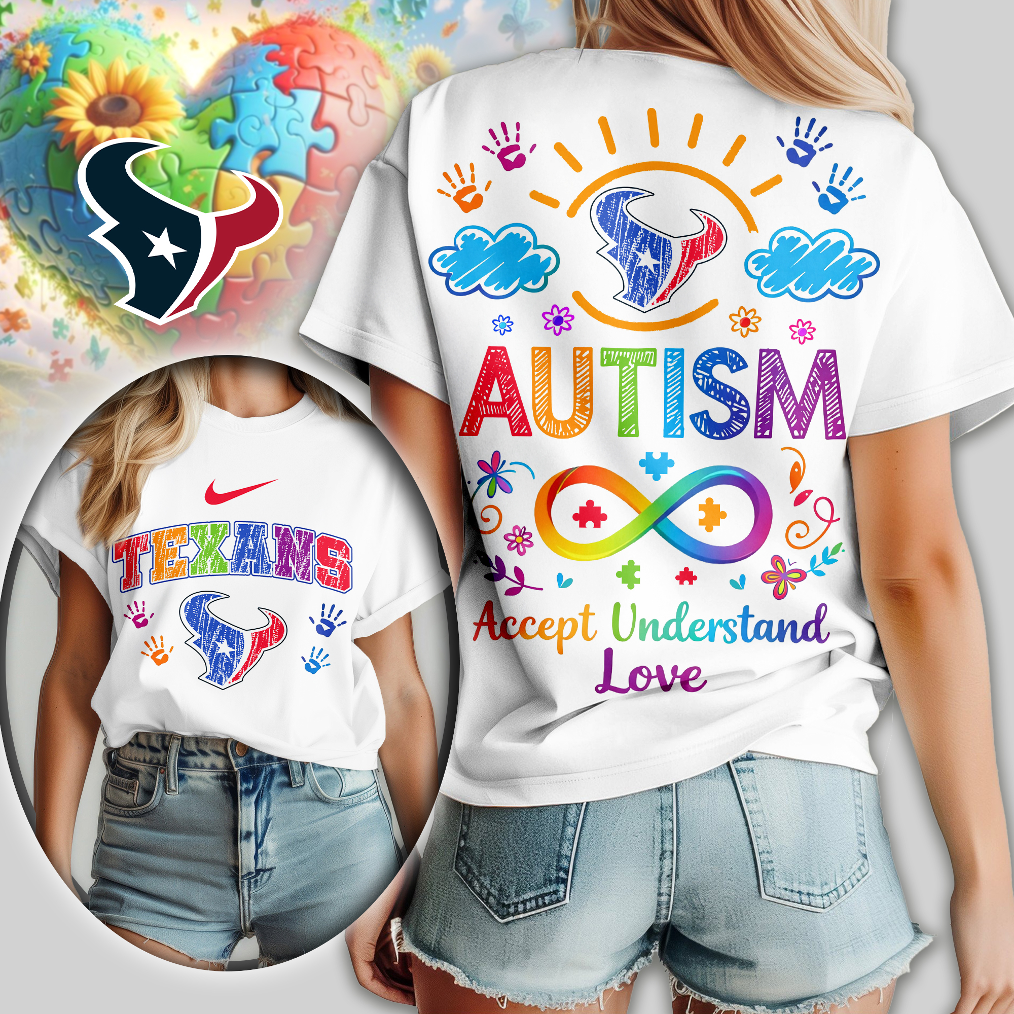 Houston Texans | Premium NFL National Autism Acceptance Month Women Shirt