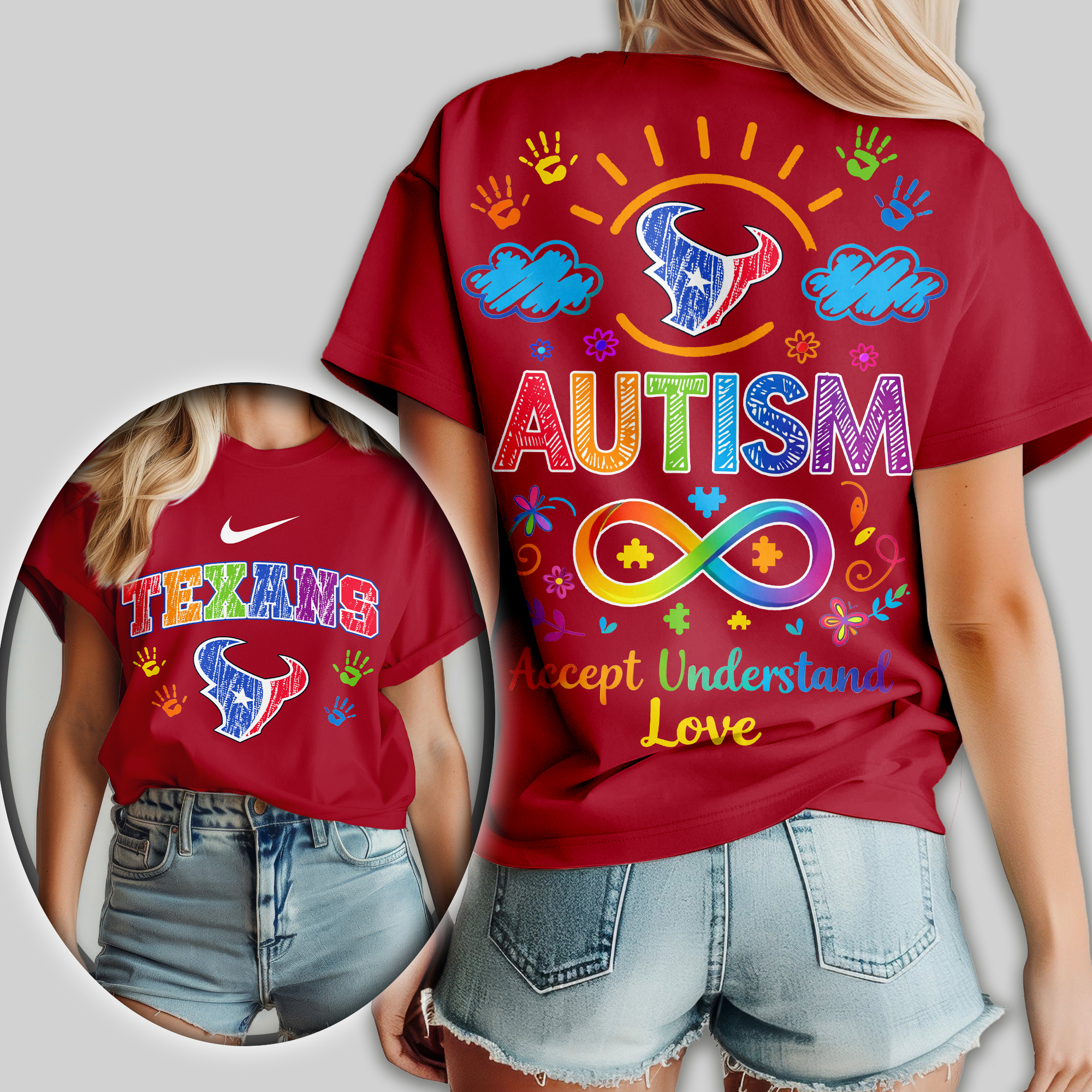 Houston Texans | Premium NFL National Autism Acceptance Month Women Shirt - Image 4