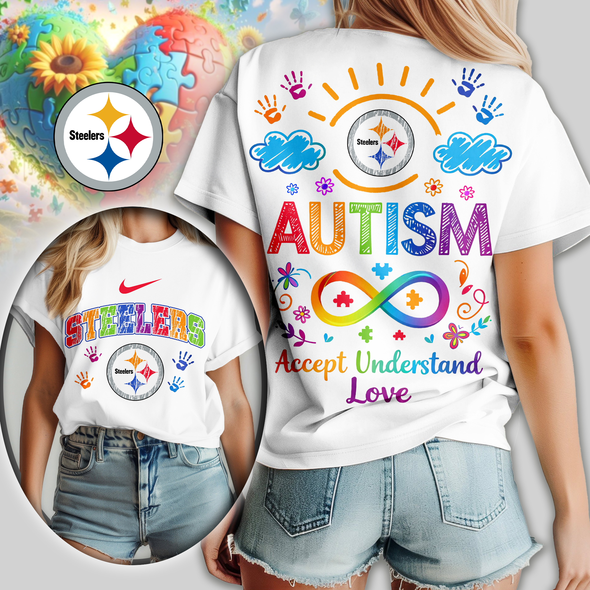 Pittsburgh Steelers | Premium NFL National Autism Acceptance Month Women Shirt
