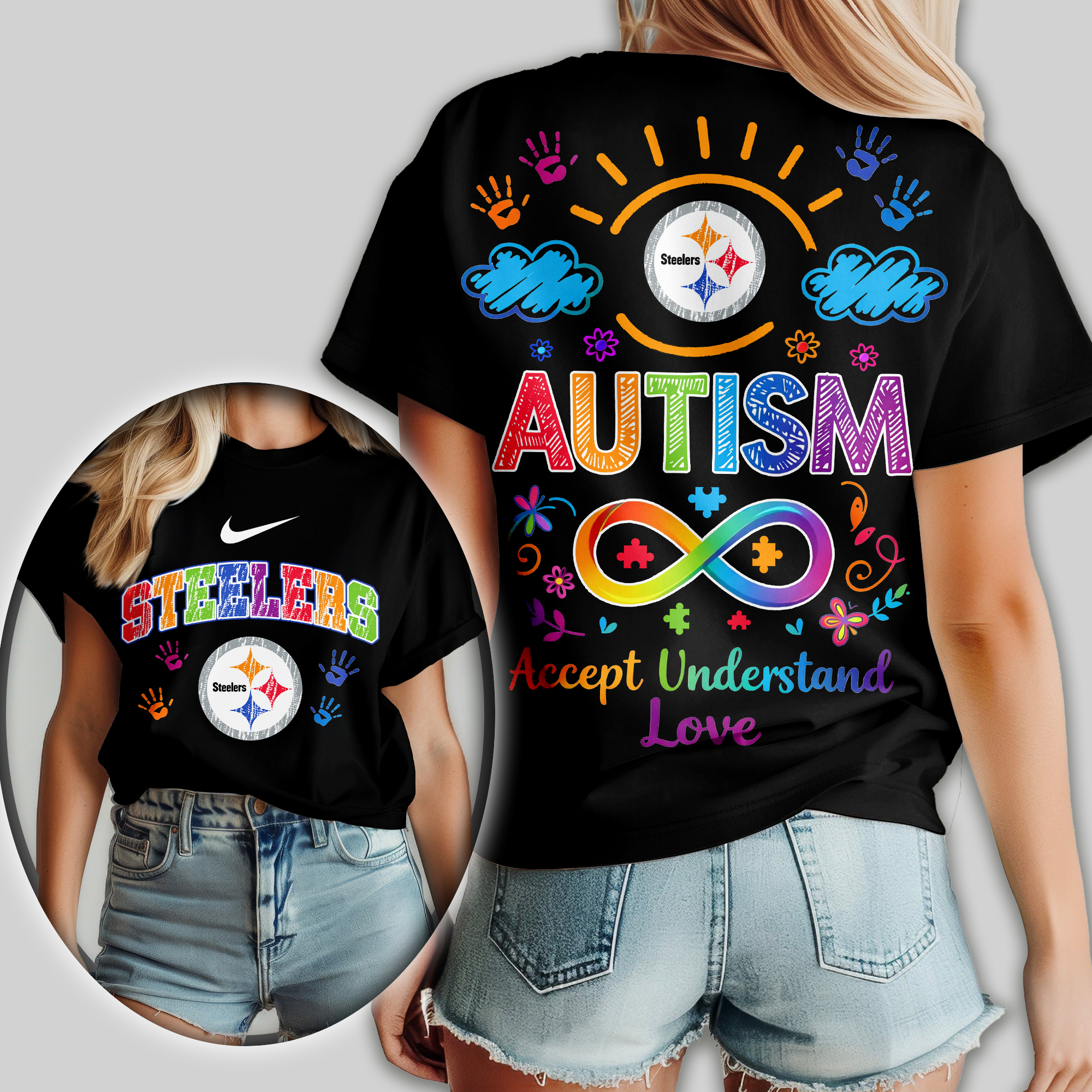 Pittsburgh Steelers | Premium NFL National Autism Acceptance Month Women Shirt - Image 2