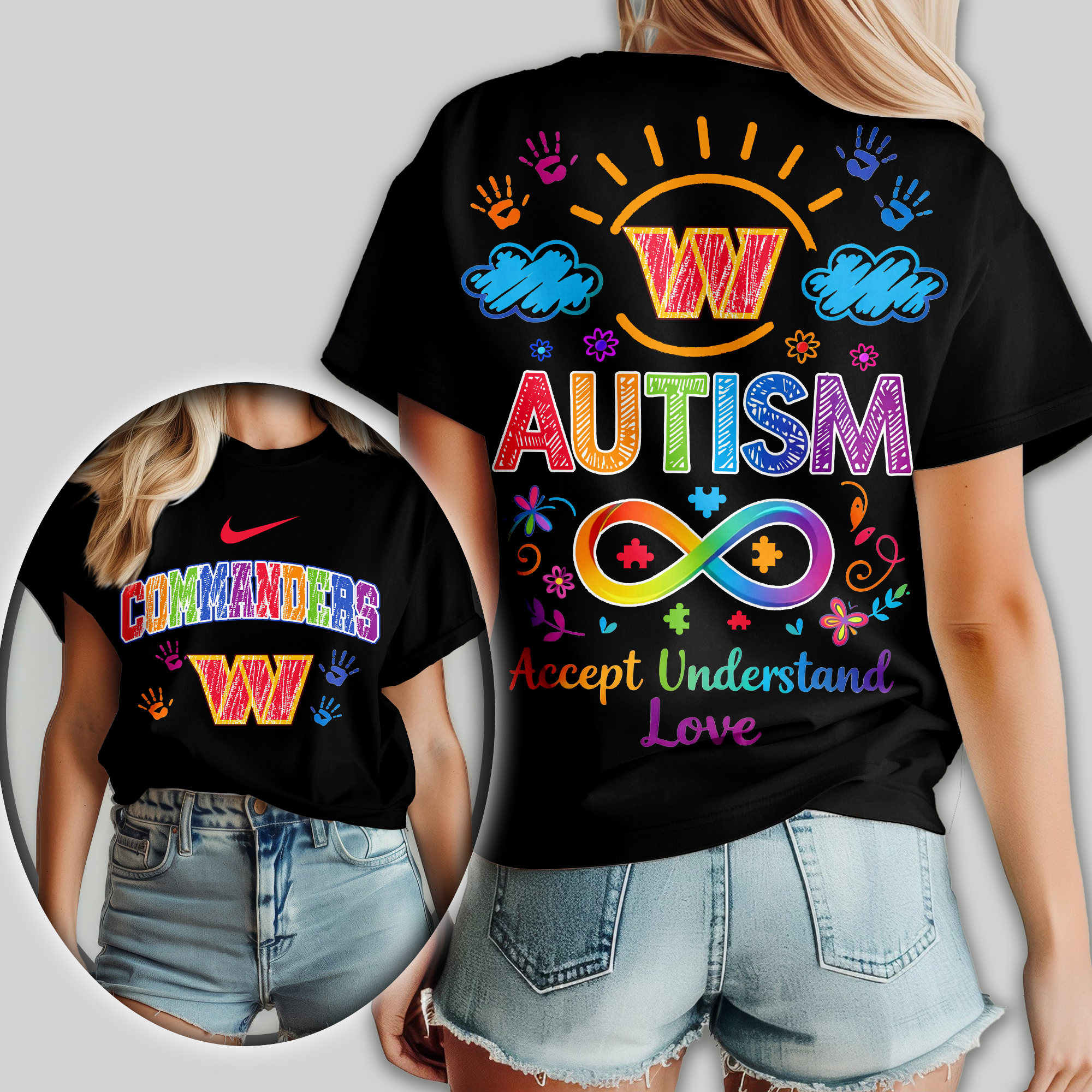 Washington Commanders | Premium NFL National Autism Acceptance Month Women Shirt - Image 2