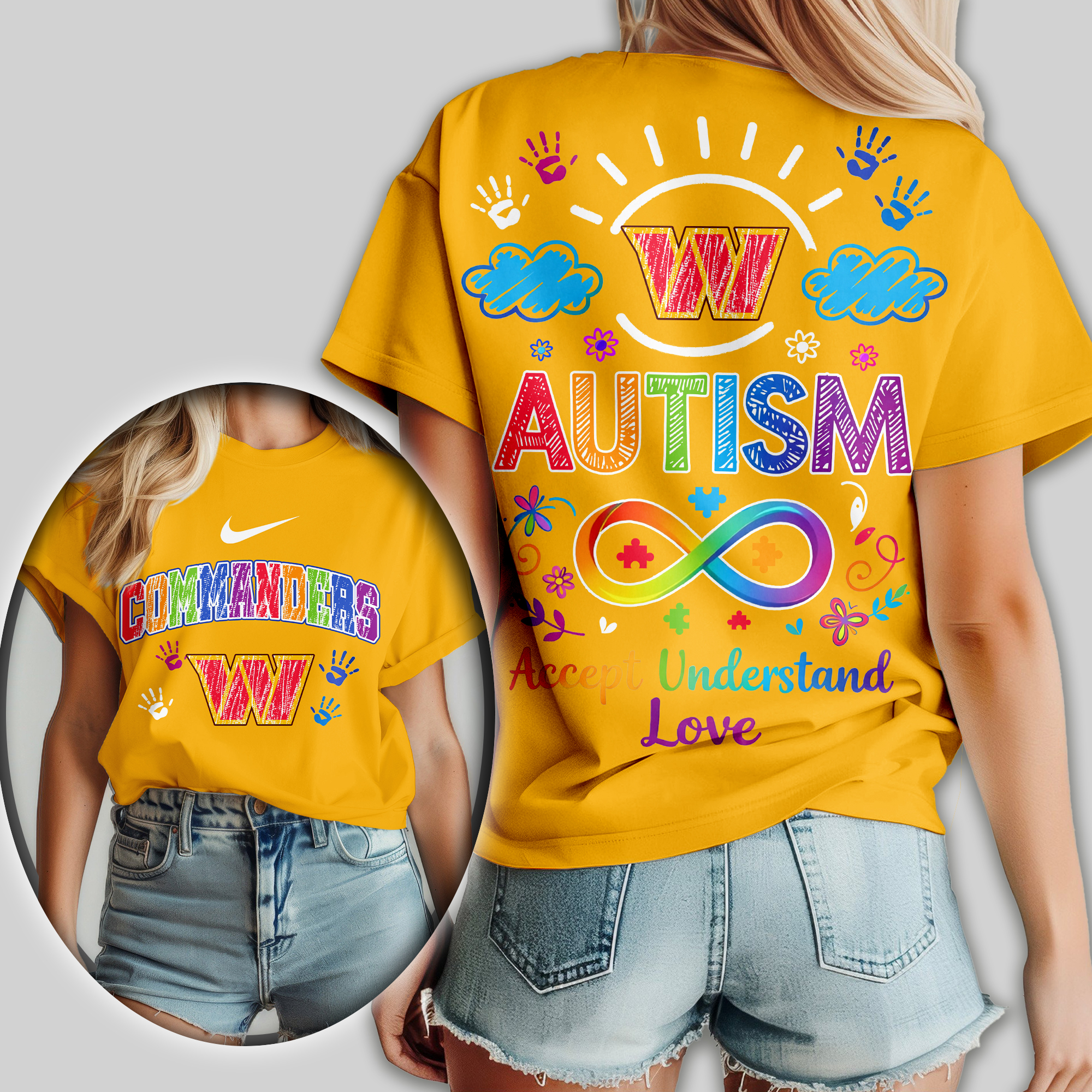 Washington Commanders | Premium NFL National Autism Acceptance Month Women Shirt - Image 4