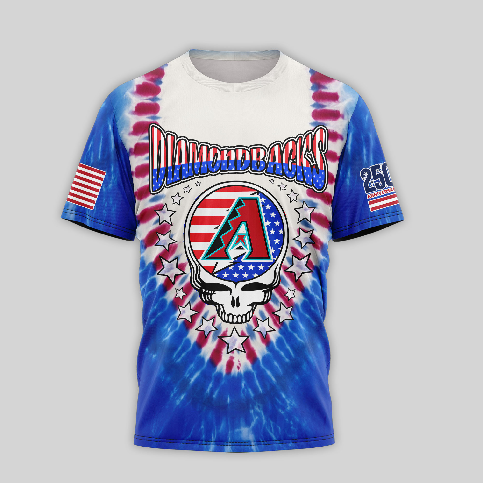 Arizona Diamondbacks | Premium MLB Grateful Dead 250 Years Of America 3D Shirt - Image 2
