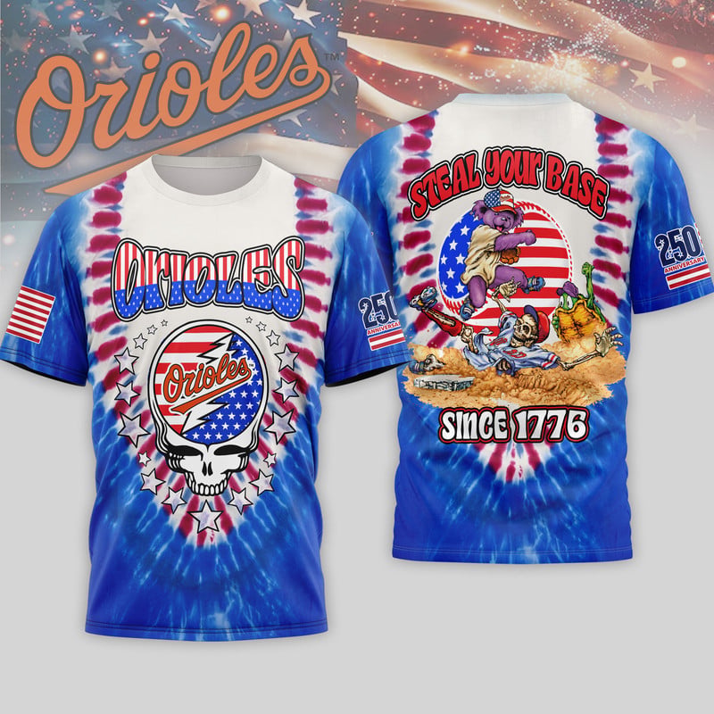 Baltimore Orioles | Premium MLB Grateful Dead 250 Years Of America 3D Shirt