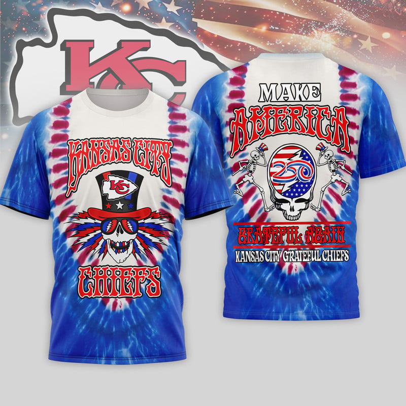 Kansas City Chiefs | Premium NFL Grateful Dead 250 Years Of America 3D Shirt