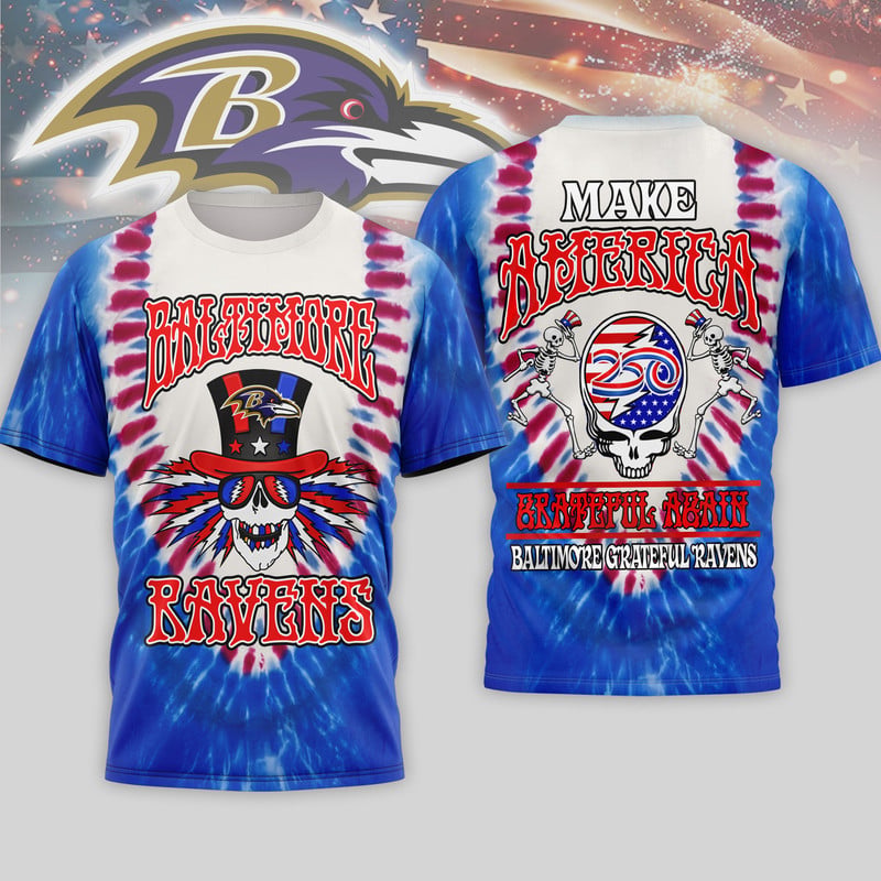 Baltimore Ravens | Premium NFL Grateful Dead 250 Years Of America 3D Shirt