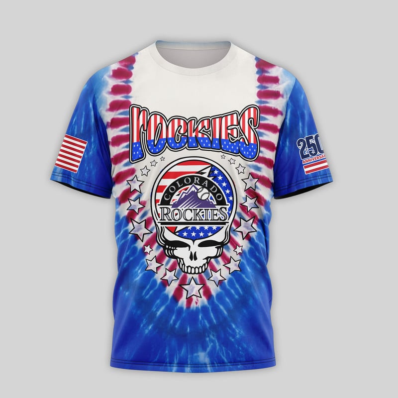 Colorado Rockies | Premium MLB Grateful Dead 250 Years Of America 3D Shirt - Image 2