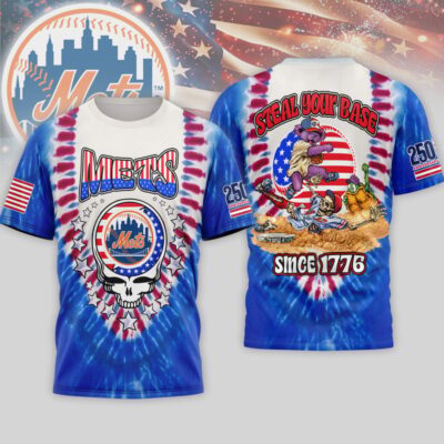 New York Mets | Premium MLB Grateful Dead 250 Years Of America 3D Shirt