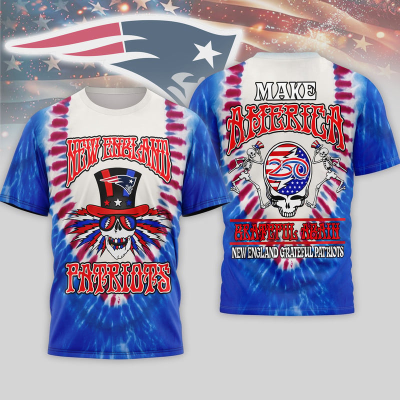 New England Patriots | Premium NFL Grateful Dead 250 Years Of America 3D Shirt