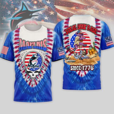 Miami Marlins | Premium MLB Grateful Dead 250 Years Of America 3D Shirt