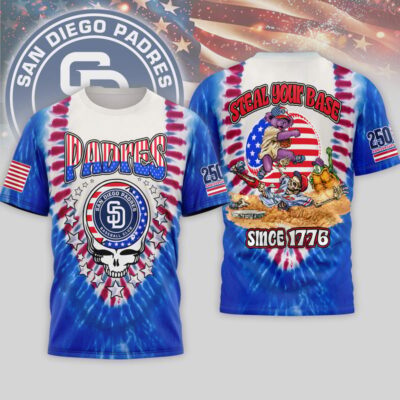 San Diego Padres | Premium MLB Grateful Dead 250 Years Of America 3D Shirt - S