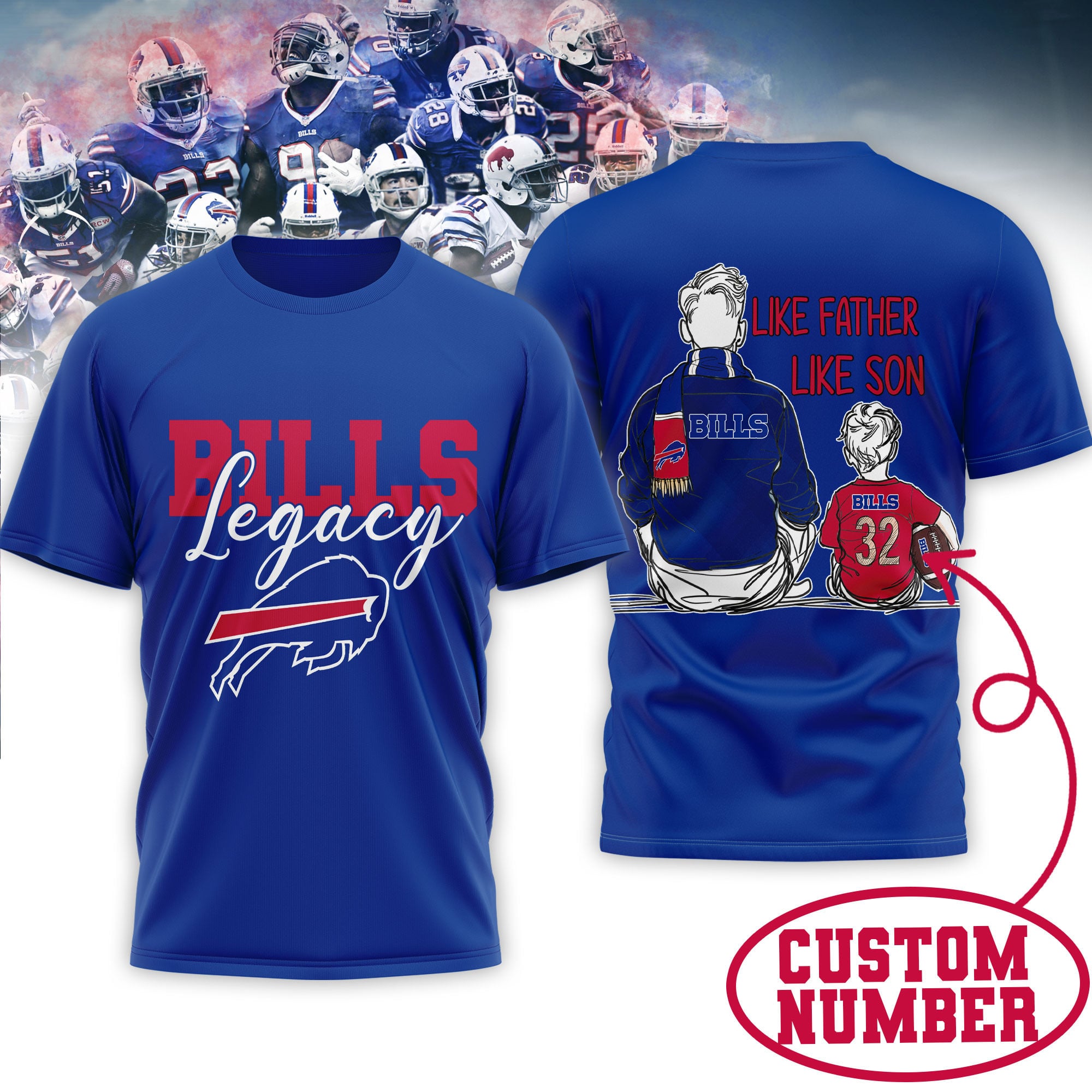 Buffalo Bills | Premium NFL Legacy Father Day 3D Shirt